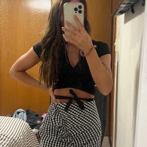 Lulu's Black and White Checkered Mini Skirt